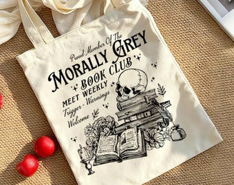 Graue Tragetasche, moralisch graue Tragetasche, Bücherwurm Tote, ästhetische Tasche, Bösewicht Ästhetische Tasche, Leser Geschenk, Romantik Liebhaber Tote