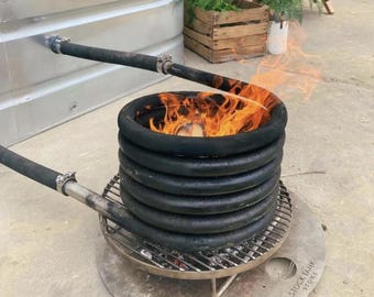 Wood-Fired Hot Tub Coil Kit | Off-Grid Heater, No Power Needed | DIY Thermosyphon | Stainless Steel