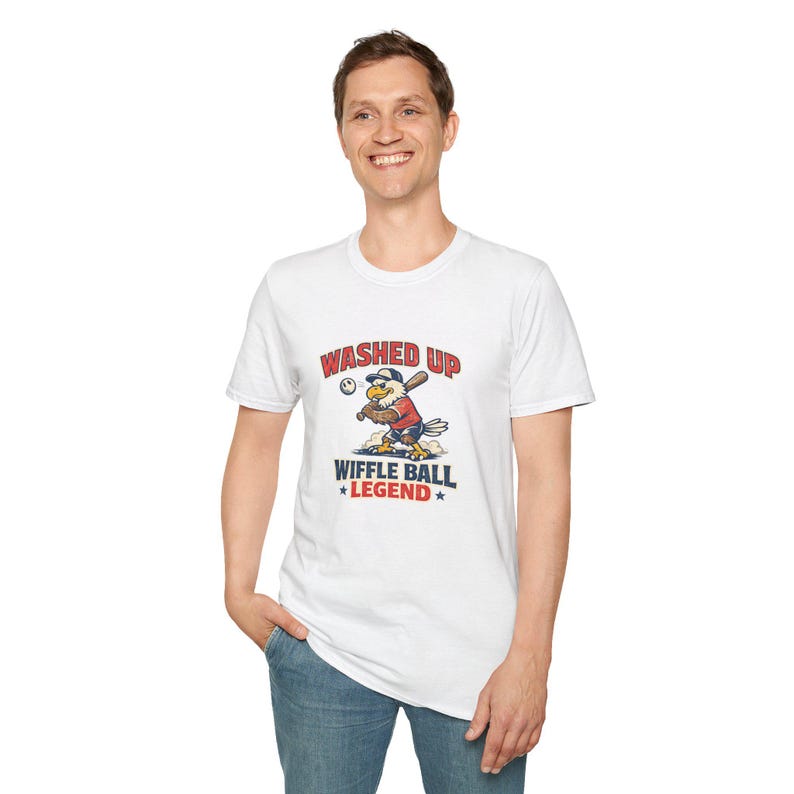 Washed Up Wiffle Ball Legend Shirt, Funny 4th of July Baseball T-Shirt, Patriotic Dad Tee image 1