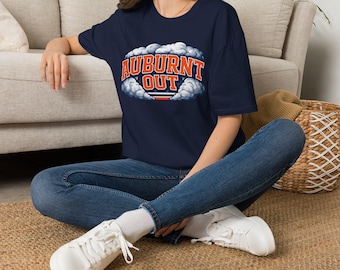 Auburn Football Shirt, Auburnt Out Funny Rival Tee, College Football Fan Gift, Orange Blue Game Day T-Shirt