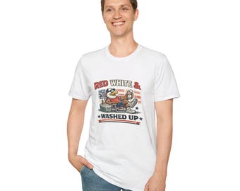 Red White and Washed Up Shirt, Funny 4th of July T-Shirt, Vintage Patriotic Dad Tee