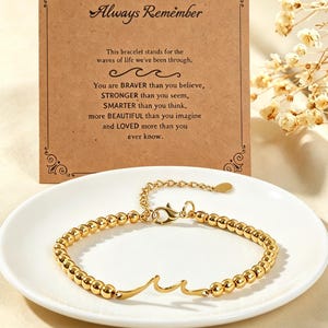 Pulseira Onda Inspiradora para Mulheres com Cartão de Presente para Irmã, Filha ou Amiga