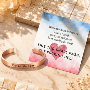 This Too Shall Pass Cuff Bracelet | Stainless Steel Inspirational Gift for Her