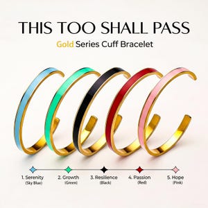 Emaille manchetarmband This Too Shall Pass – elegant aanmoedigingscadeau voor haar