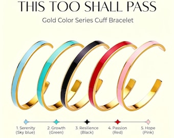 Bracciale rigido smaltato "Anche questo passerà" - Elegante regalo di incoraggiamento per lei