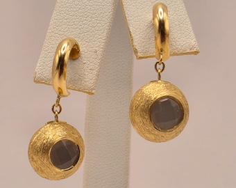 14K Yellow Gold Smoky Quartz Drop Earrings (0.375 Inch)