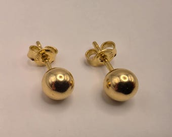 14K Yellow Gold Polished Ball Stud Earrings (0.25 Inch)