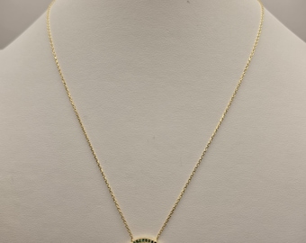Collana con ciondolo a forma di ape in argento sterling placcato oro, con alone di zirconi multicolore, lunghezza 45 cm (18 pollici) in argento 925.