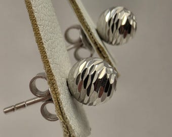 14K White Gold Faceted Ball Stud Earrings (0.25 Inch) – Fine Jewelry