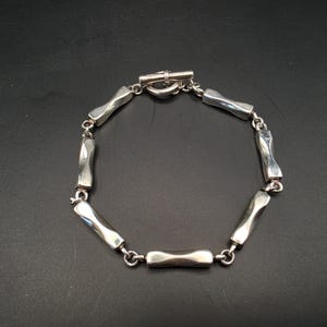Armband van sterling zilver met beenvormige schakels | Ketting van 925 zilver met knevelsluiting, 21,5 cm