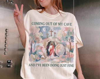 Comfort Colors® Jesus Coming Out Of My Cave Shirt, Funny Easter Sunday Tee, Jesus Shirt, Christian Humor, Religious Pun Easter