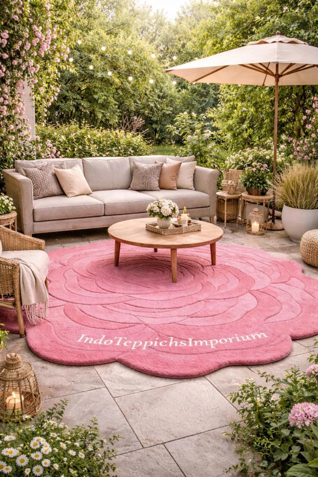 Round Rose Rug, Mid Century Modern Carpet, Colorful Sunset Boho ...