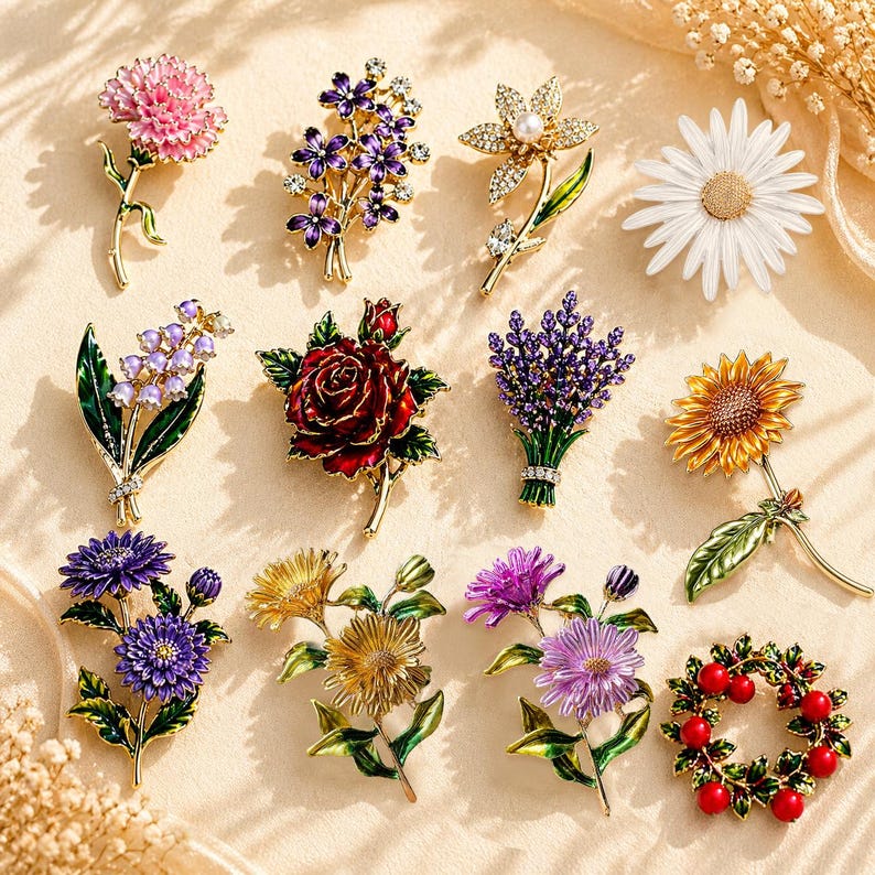 Birth flower brooch