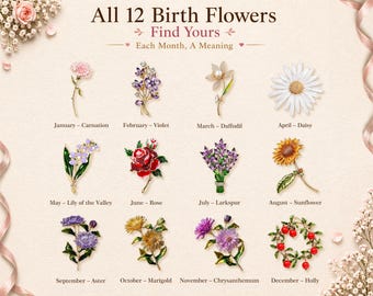 Birth Flower Brooch, Personalized Floral Pin, Birthday Gift for Her, Unique Gift for Mom Sister Girlfriend Daughter Grandma