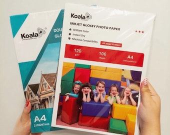Premium Koala A4 Glossy Photo Paper 120gsm for Pressed Magnets & Badges | 100 Sheets Thin Inkjet Paper for Button Maker Press