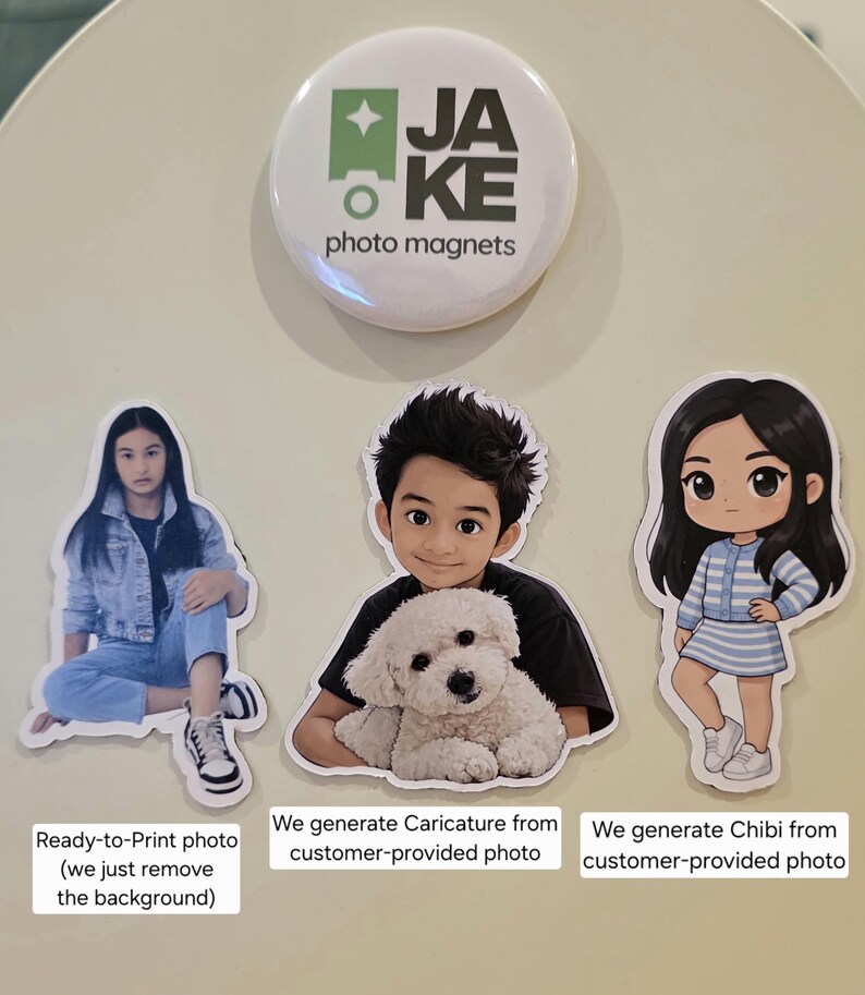 Custom Chibi Caricature Photo Magnets | Die Cut Fridge Magnets | Custom Shape Magnets zdjęcie 2