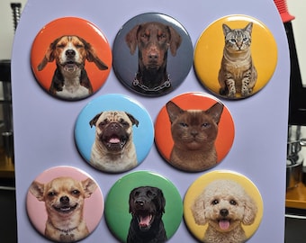 Custom Photo Magnet | Round Glossy Picture Keepsake 5.8cm | Pet Photo Magnets | Dog Cat Fridge Magnets