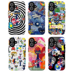 Pete the Cat iPhone Case Rock n Roll Cat Cover Groovy Aesthetic Disco Cat Funny Musician Gift for Kids Teacher Case for iPhone