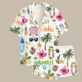 Hawaii Aloha Satin Pajamas • Tropical Vacation Sleepwear • Hibiscus & Pineapple Print product logo