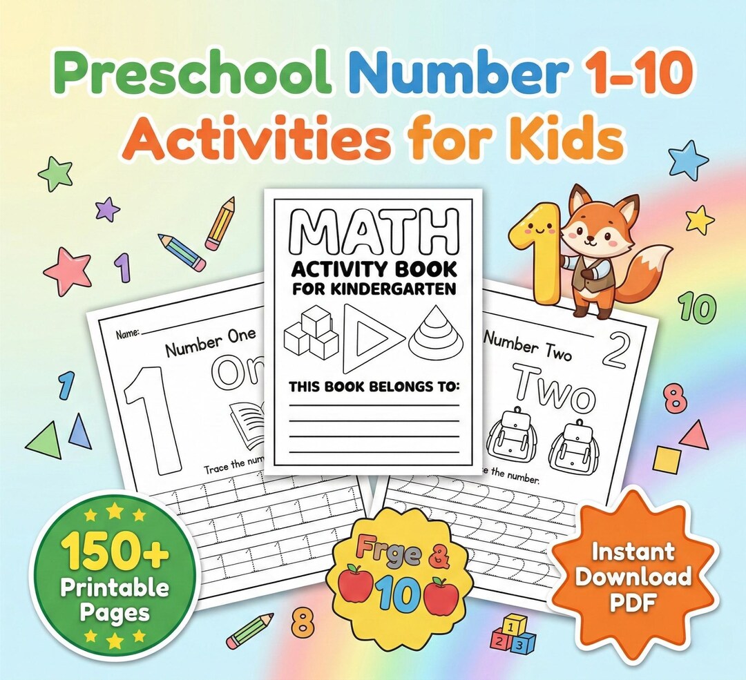 Printable Preschool Numbers Activity Book: Math & Tracing Worksheets - Etsy