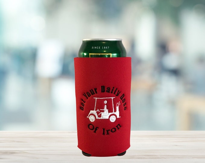 Gift For Golfers Pounder Can Cooler Embroidered Cozies 16 oz Can Cozies Silo Can Cooler Funny Saying Beer Can Cooler Beverage Holders