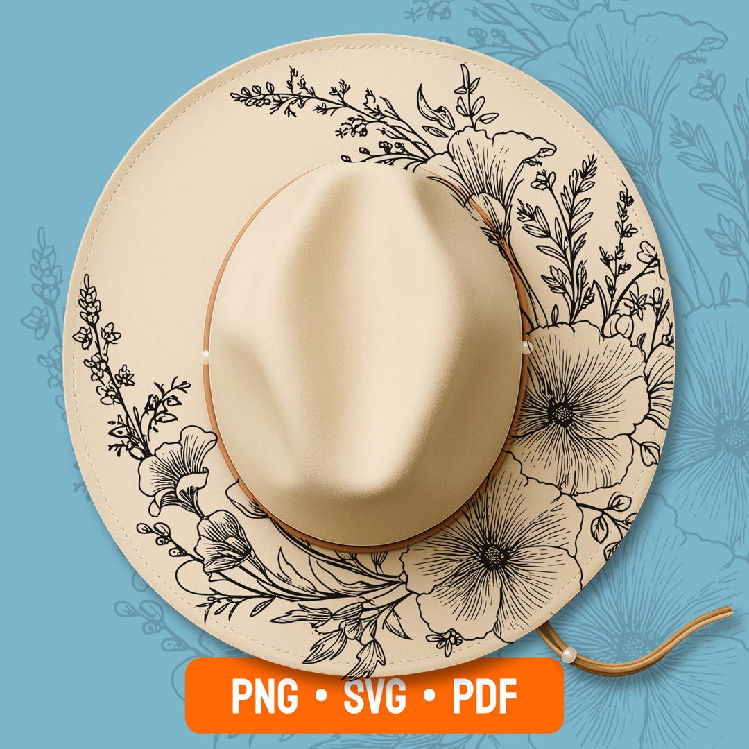 Flowers Hat Burning Traceable Design, Laser Engraving Stencil for Wide ...