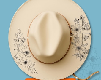 Christian  Hat Burning Design, Laser Engraving Stencil For Wide Brim Hats, Pyrography Traceable SVG, PNG Digital Files