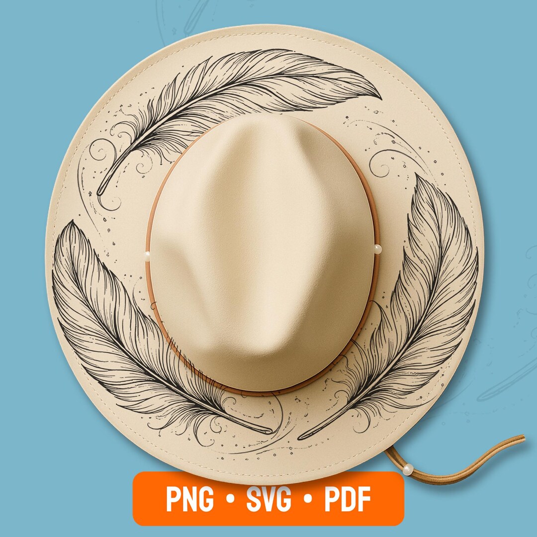 Feathers Hat Burning Design, Laser Engraving Stencil for Wide Brim Hats ...