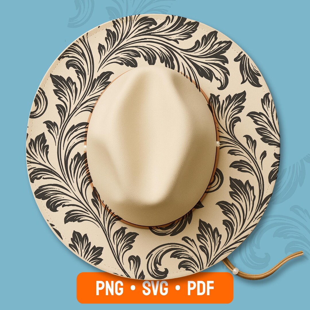 Western Flowers Hat Burning Traceable Design, Laser Engraving Stencil ...