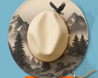 Hat Burning Pyrography Design, Eagle Laser Engraving Stencil for Wide Brim Hats, Western Stencil Hat Burning Pattern, SVG, PNG Digital Files