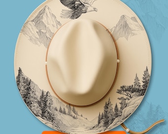 Eagle Hat Burning Pyrography Design, Laser Engraving Stencil for Wide Brim Hats, Western Stencil Hat Burning Pattern, SVG, PNG Digital Files