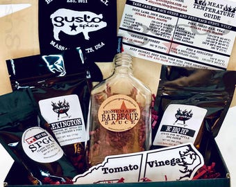 North Carolina BBQ Rub & Barbecue Sauce (NC Dip) Kit - Includes Glass Flask and Official House of Swank NC Sticker!