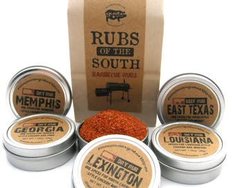 Gusto's RUBS of the SOUTH - Excellent Barbecue Sampler Gift Set - BBQ and Grilling Spices and Rubs