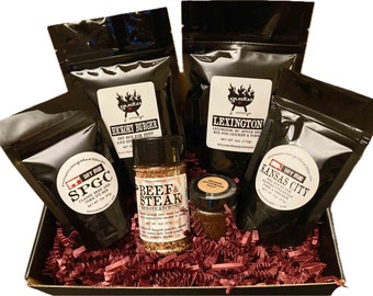 Gusto's Gift Set: THE BARBECUE BOX -- Rubs for Chicken, Pork, Beef and Spices for Potatoes -- Perfect Grilling Gift!