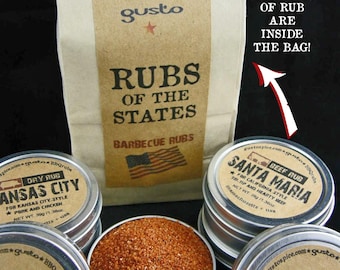 Gusto's Original Barbecue RUBS of the STATES BBQ Sampler Gift Set - Excellent Grilling Gift!