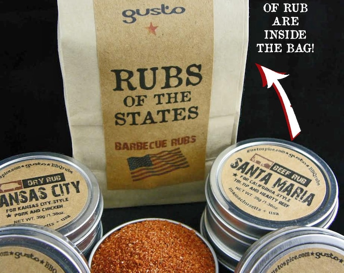 Barbecue RUBS of the STATES Sampler Gift Set  - A Gusto Spice BBQ Original !