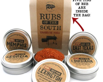 Gusto's RUBS of the SOUTH - Excellent Barbecue Sampler Gift Set - BBQ and Grilling Spices and Rubs