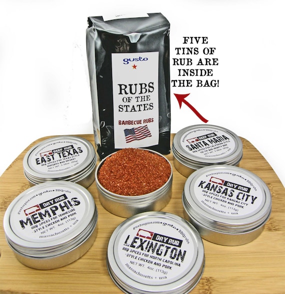 DELUXE! Gusto's BBQ Spice Rub Gift Set: Rubs of The States or South