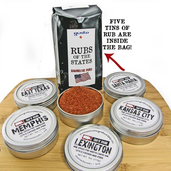 DELUXE! Gusto Spice's ==Rubs of The States OR Rubs of the South== Barbecue Spice Gift Set