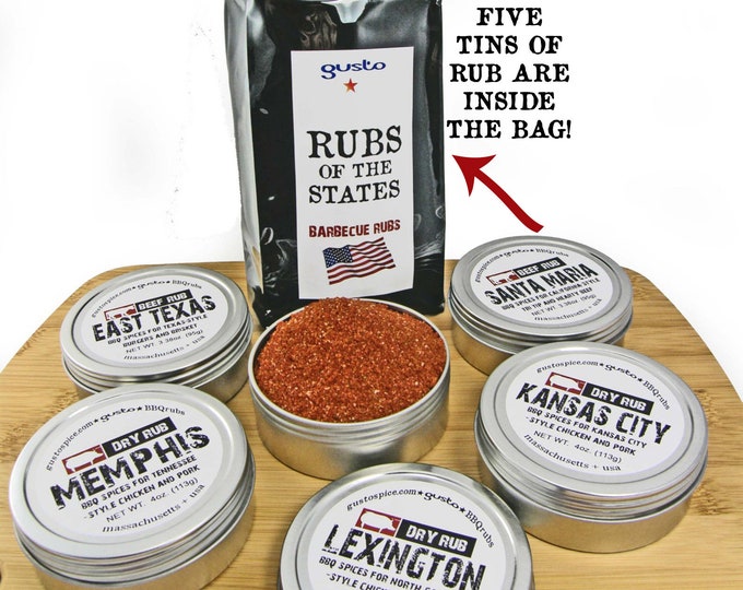 DELUXE! Gusto's BBQ Spice Rub Gift Set: Rubs of The States or South