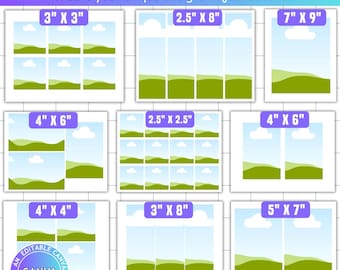 Printable Notepads Template Bundle, DIY Sticky Notes, 9 Sizes available, Drag and Drop, Letter Size 8.5 x 11 inches, Editable Canva Template