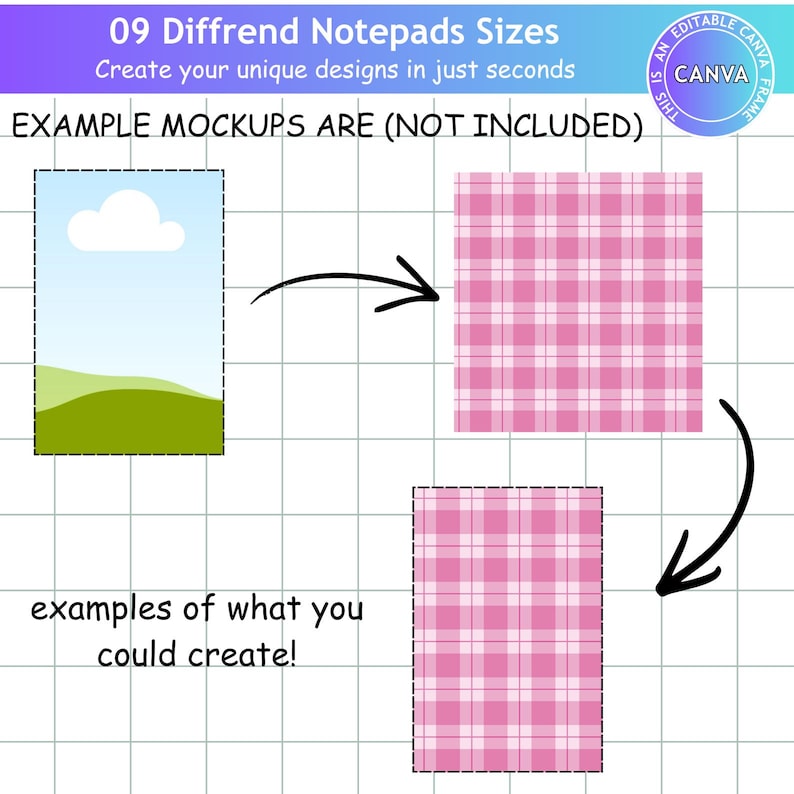 Printable Notepads Template Bundle, DIY Sticky Notes, 9 Sizes Available ...