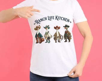 Ranch Life Kitchen Goose PNG | Funny Cowboy Goose Design | Western Farm Animals Clipart | Vintage Country Kitchen Printable  Sublimation PNG