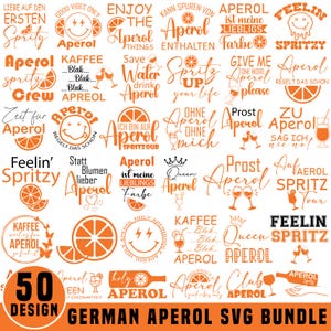 German Aperol Svg Png Bundle, German Drinks Plotter File, German Wine Sayings, Alcohol Svg, Wine Svg, German Svg, Cut For Cricut, Silhouette