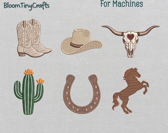 Mini Western Bundle, Coastal Cowgirl Shirt, Cowboy Boot Pattern, Desert Cactus Decor, Rodeo Denim Jacket, Machine Files