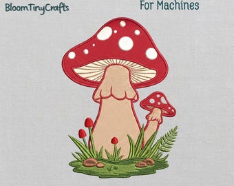 Mushroom Embroidery, Forest Embroidery, Toadstool Machine File, Goblincore Art, Fungi Embroidery, Cottagecore Mushroom Design