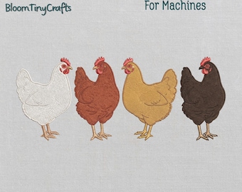 Backyard Chicken Flock Machine Embroidery Design, Farmhouse Hens Egg Apron and Kitchen Towel Pattern (Digital File)