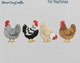 Diseño de bordado de bandada de pollos, decoración de cocina de granja, patrón de gallinas de traspatio, archivos de máquina de Crazy Chicken Lady, granja campestre