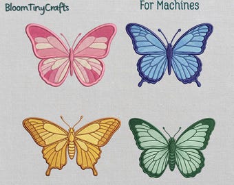 Butterfly Embroidery Design, Pastel Butterfly Bundle, Coquette Aesthetic, Fairycore Insect, Swallowtail Art, Botanical Motif