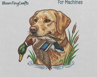 Duck Hunting Embroidery, Labrador Retriever Design, Mallard Duck Pattern, Hunting Dog, Waterfowl Hunter Gift, Bird Dog Pattern